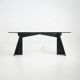 Table en verre et métal noir, années 1970