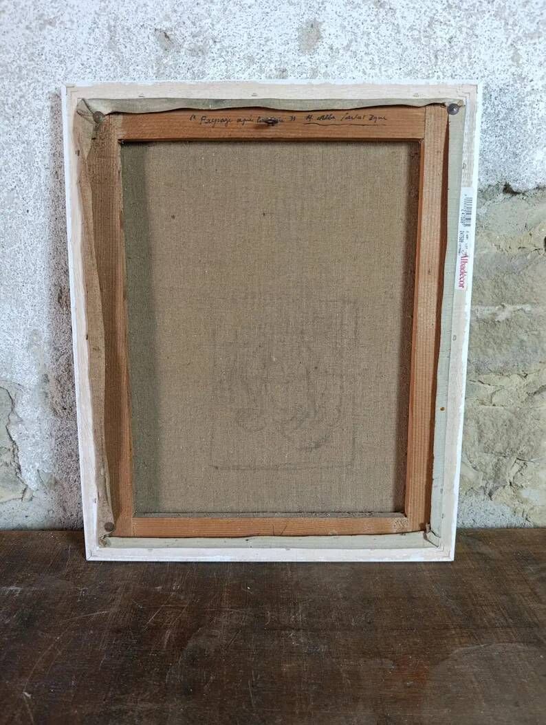 Original 1931 French landscape oil painting by M. Alba