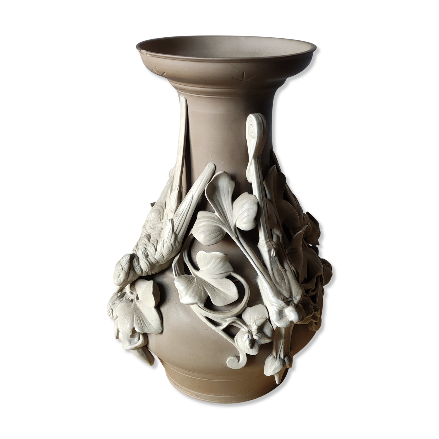 Vase barbotine décor art nouveau