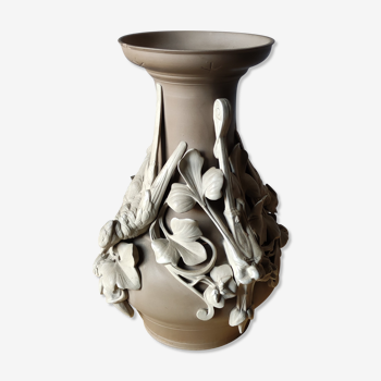 Vase barbotine décor art nouveau