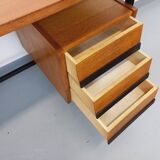 Vintage modernist desk in wood and black metal from the 60s