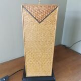 Vintage straw marquetry lamp