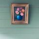 Oil on panel bouquet of flowers framed and signed