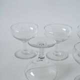 Set of 6 engraved crystal champagne glasses 1950