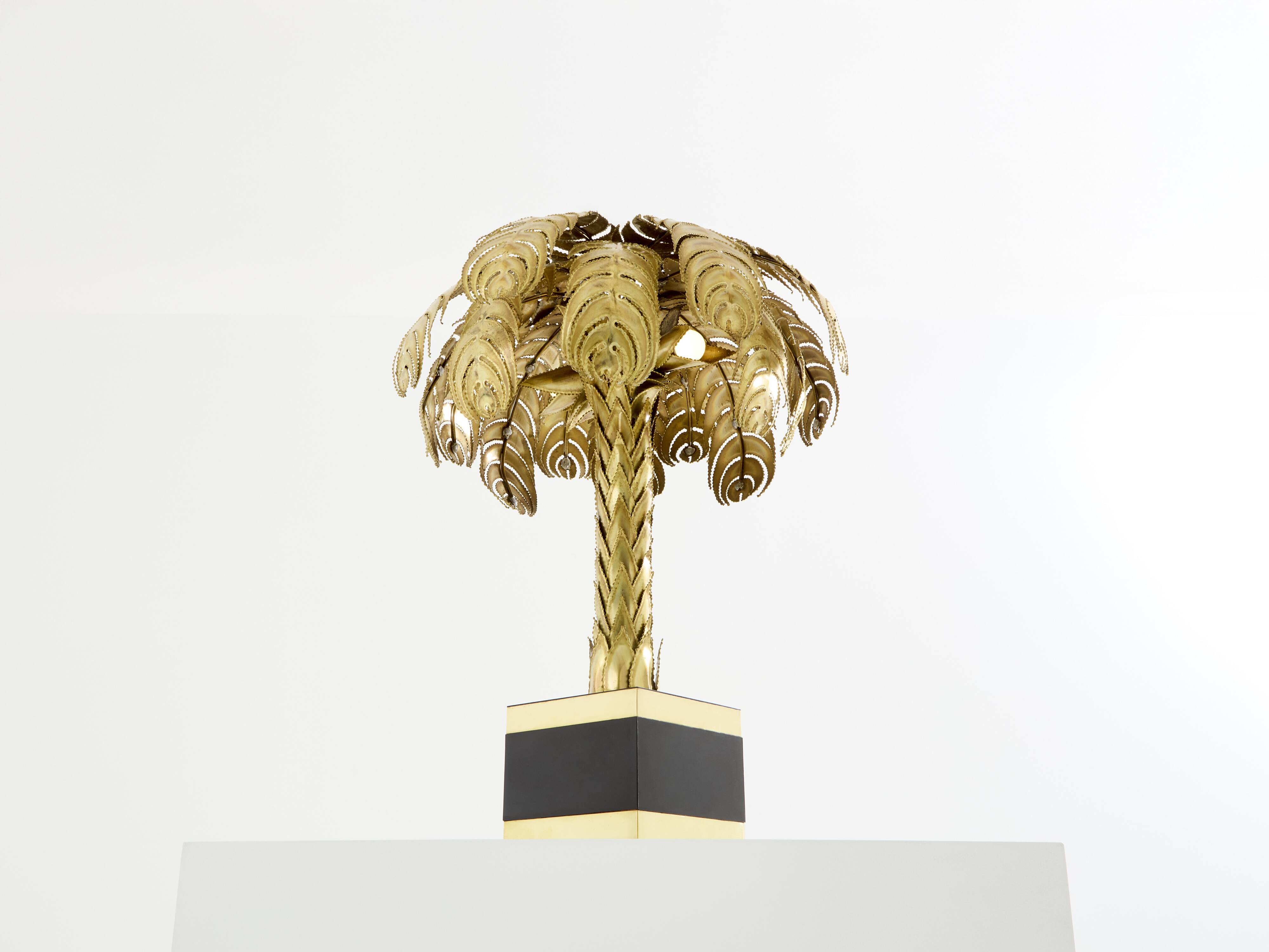 Christian Techoueyres brass palm lamp for Maison Jansen 1970s