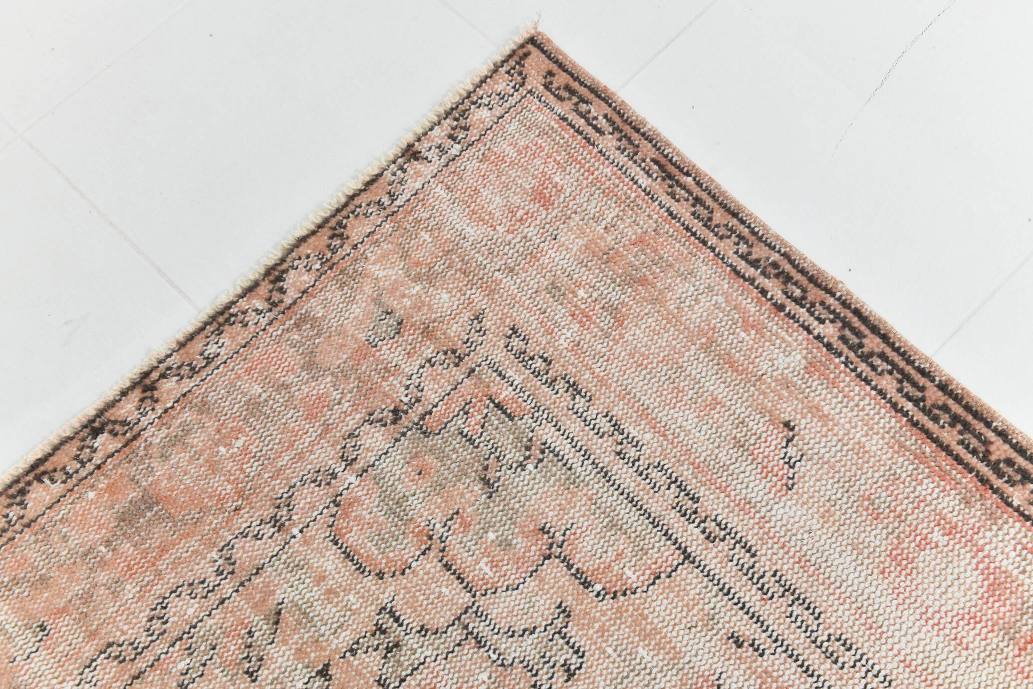 Blush Pink Muted Turkish Vintage Handmade Wool Carpet Rug, 191x316 Cm