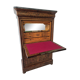 Mahogany secretary desk with marble top and interior mirror.