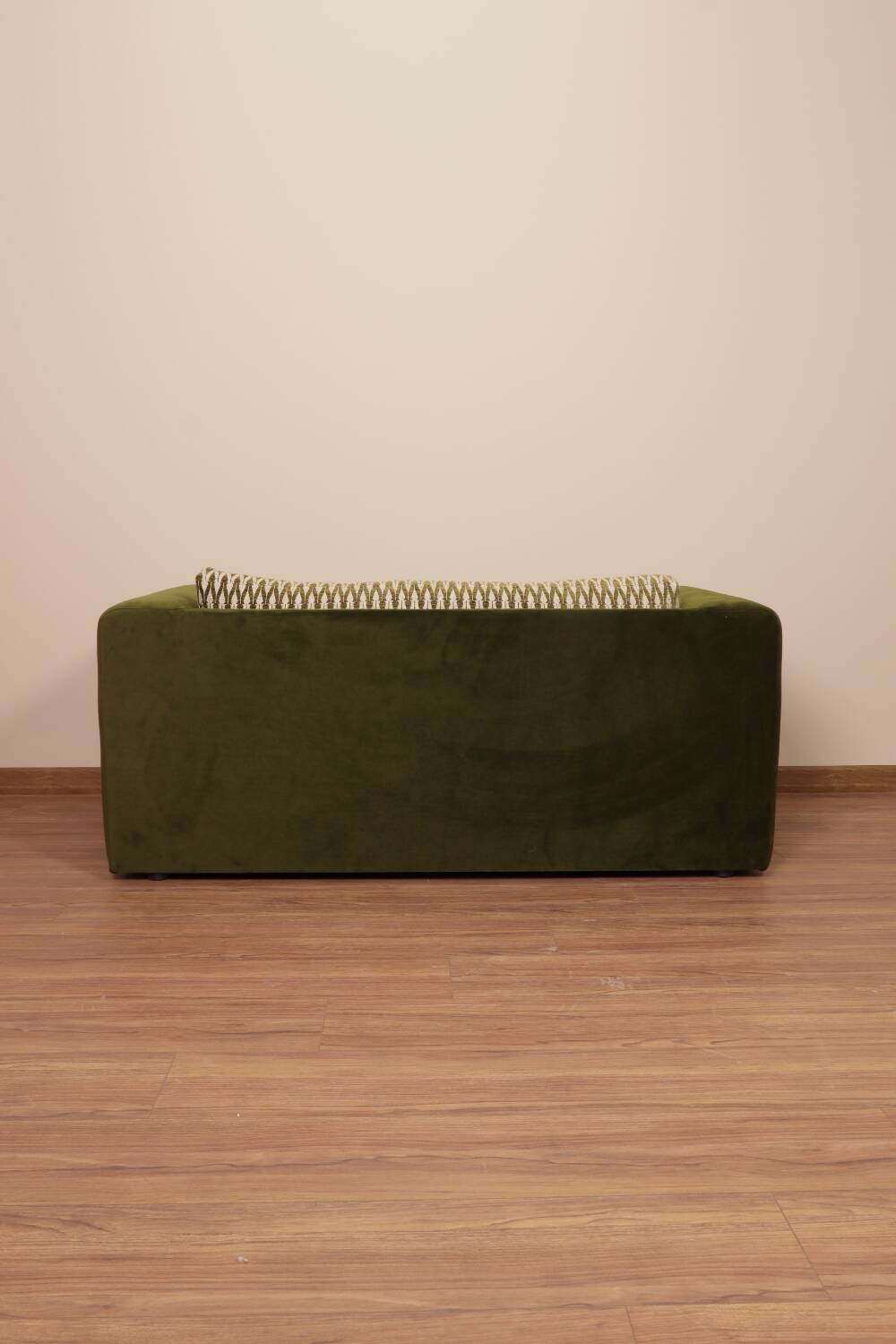 Vintage Two-seater Sofa, Deep Green Velvet, Cuschion patterns