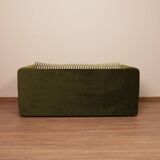 Vintage Two-seater Sofa, Deep Green Velvet, Cuschion patterns