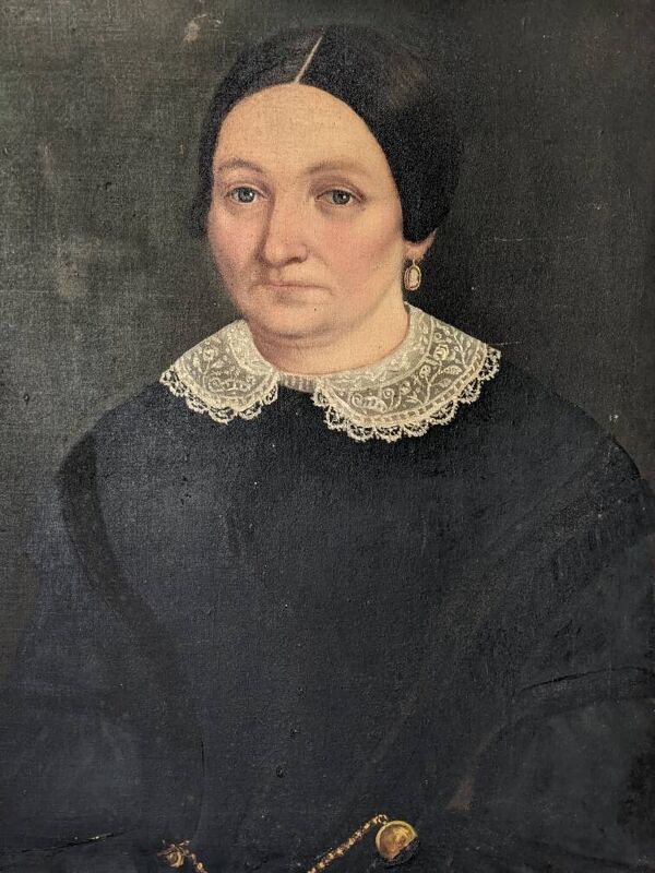 Tableau ancien portrait vintage décoration campagne bohème huile sur toile