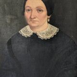 Antique painting vintage portrait bohemian countryside decoration oil on canvas