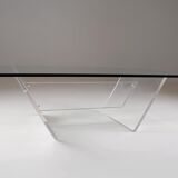 Plexiglas and glass coffee table "Les invisibles du marais", France 1980s