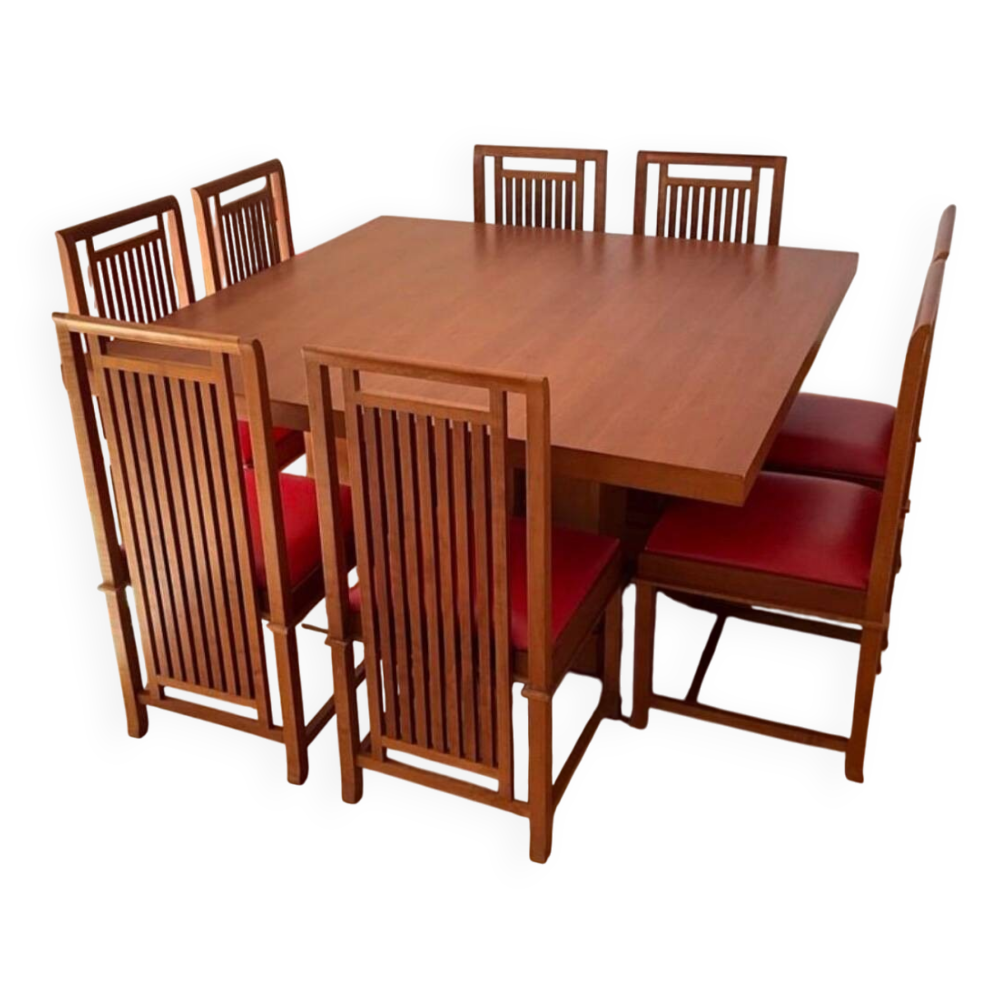 Table and chairs designed inspired by Frank Lloyd Wright.