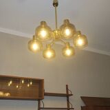 Large brass and glass chandelier by Hans-Agne Jakobsson, Sweden 1960s