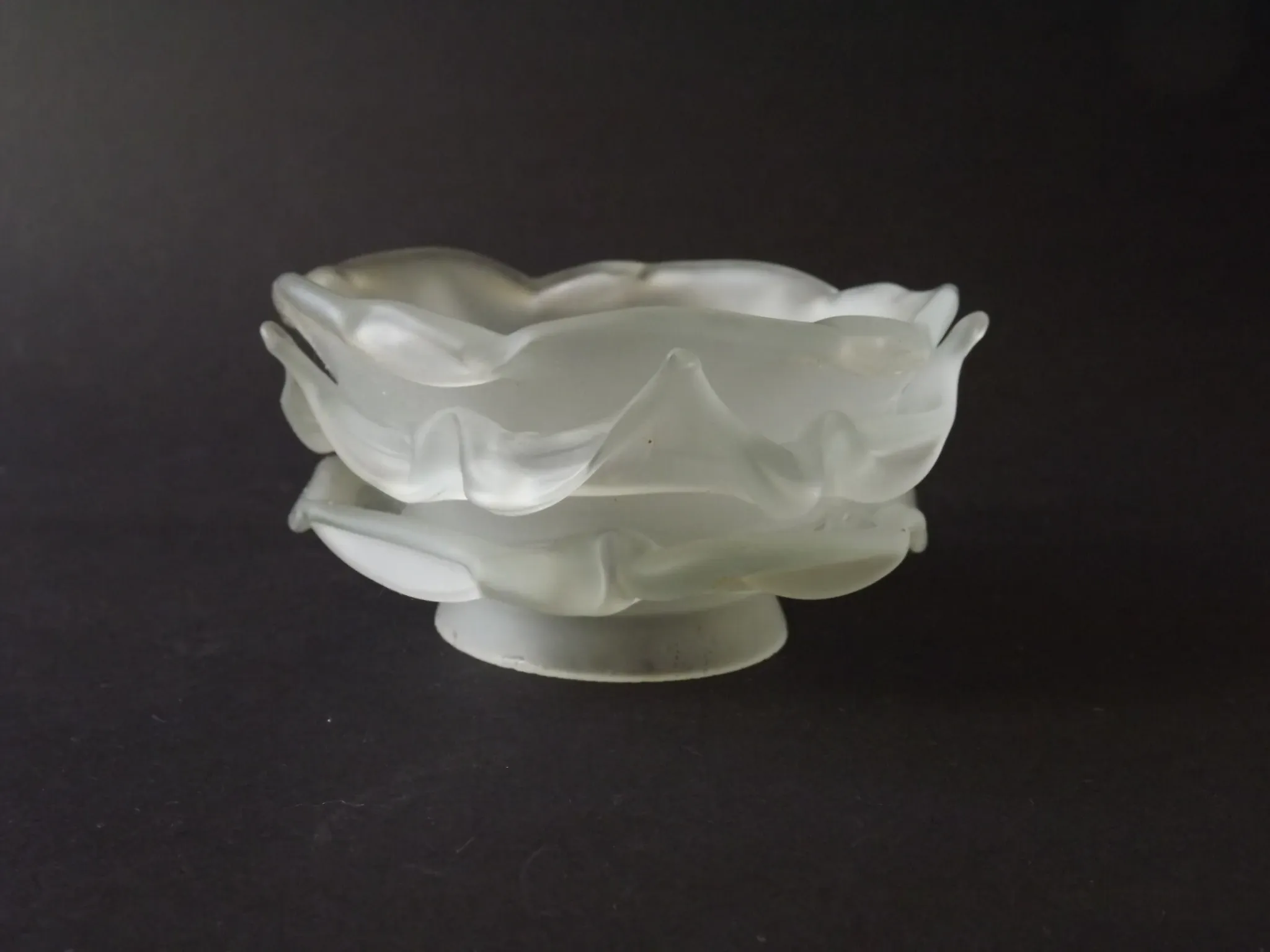 Vintage French Art Deco Frosted Satin Glass Rose Petal Flower Lamp Shade