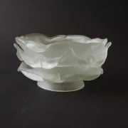 Vintage French Art Deco Frosted Satin Glass Rose Petal Flower Lamp Shade