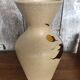 Ancien vase étrusque céramique beige décor fleurs émaillées