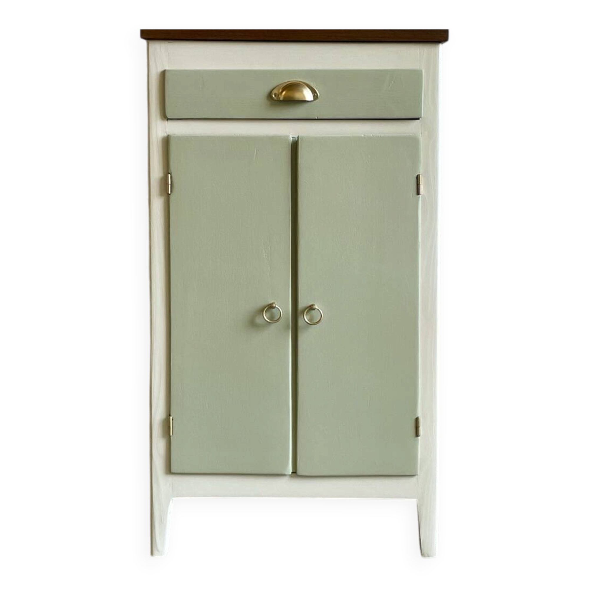 Petit buffet confiturier parisien vintage vert sauge – charme rétro