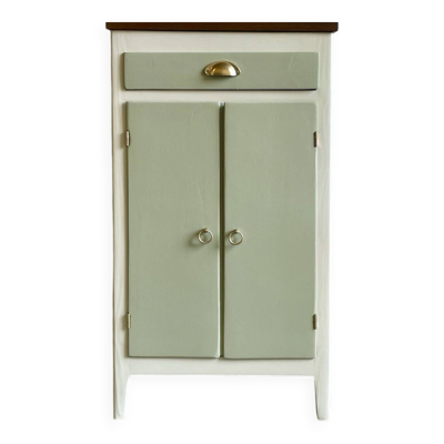Petit buffet confiturier parisien vintage vert sauge – charme rétro