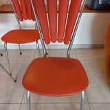 4 orange petal chairs, vintage