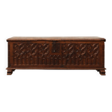 Rare Large Gothic 16th century carved solid oak chest, France