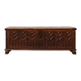 Rare Large Gothic 16th century carved solid oak chest, France