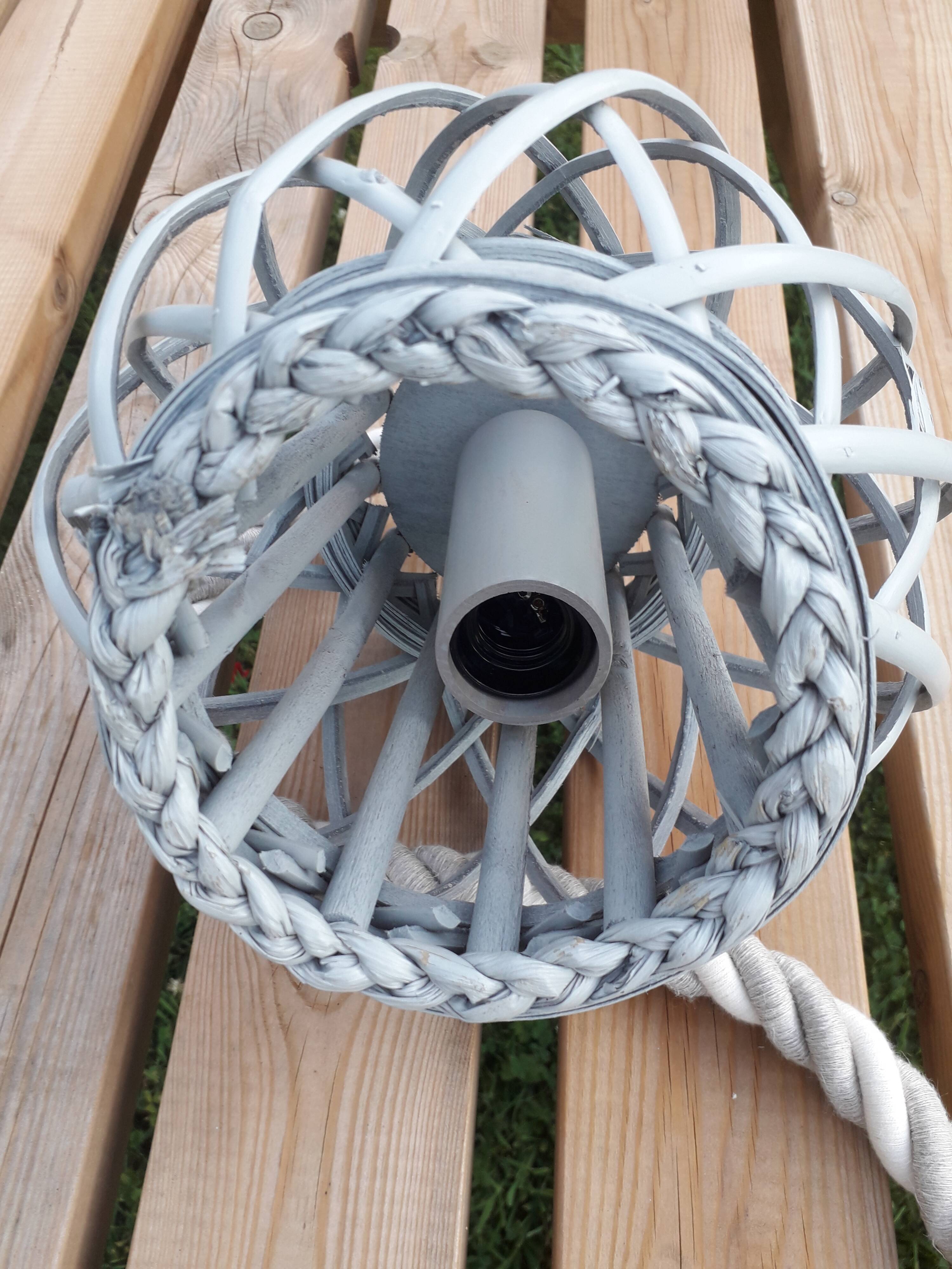 Suspension corde + boule osier