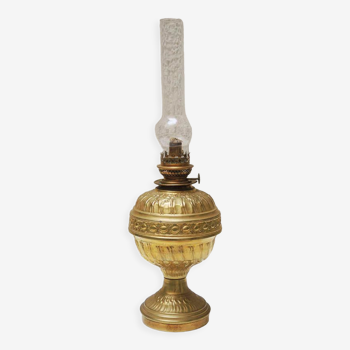 Old xl brass oil lamp