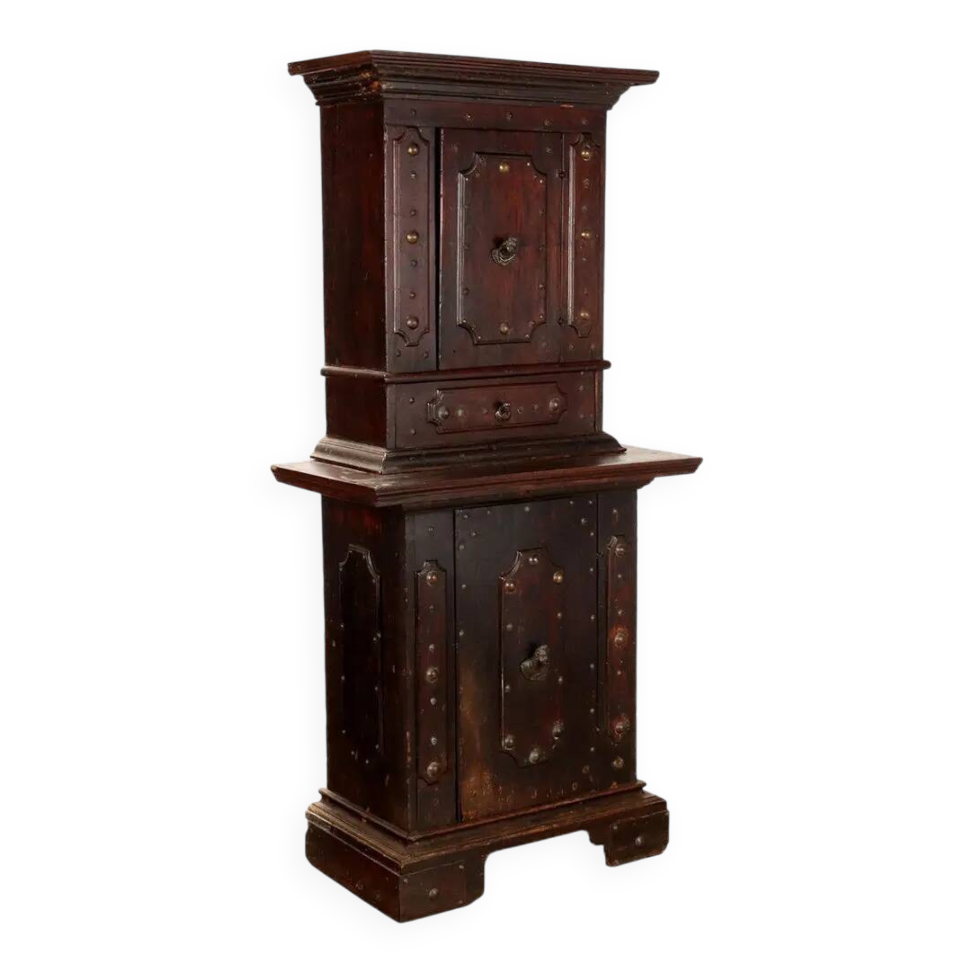 Neo-baroque antique buffet in silvered pine, Italy, 19th century