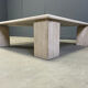 Vintage square four legged travertine coffee table, 1970s