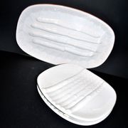 Asparagus set: 2 plates + asparagus dish in antique earthenware