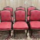 Set of 6 Louis XV style chairs in walnut and brass.