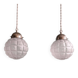 Pair of Art Deco frosted glass pendants, 1920s-30s.
