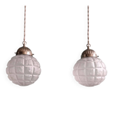 Pair of Art Deco frosted glass pendants, 1920s-30s.