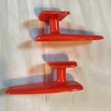 2 orange plastic hooks 70s.