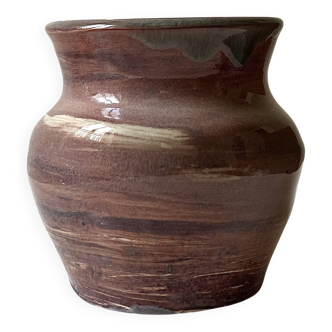 Handmade ceramic vase in powder pink glaze, signed underneath the base 1988.