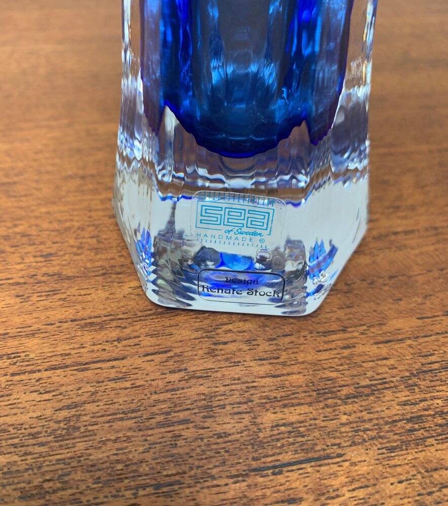 Vintage Glass Art Vase by Renate Stock for Sea Glasbruk, Sweden, 1970s