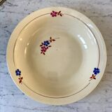 Salad bowl / hollow dish Saint Amand / Céranord hand-painted pink and blue flowers, 1940s