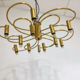 Vintage brass flush mount chandelier, 1970s