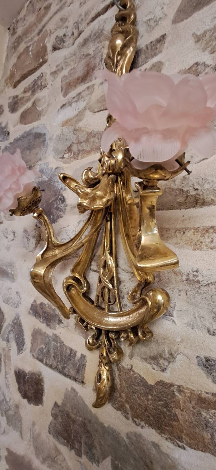 Pair of solid brass wall lights 81 x 49