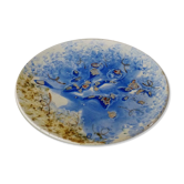 Ceramic plate / dish blue enamelled decoration, circa 1970