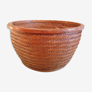 Braided wicker pot cover, vintage 60s/70s