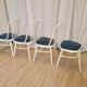 Lot de 4 chaises de salle à manger vintage en bois courbé blanc de style Ligna avec assise bleue