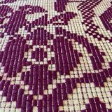 Vintage Romanian carpet floral design brown on yellow background 251x150cm