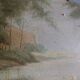 Old oil on rigid cardboard depicting swans on the water