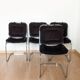 Lot 4 chrome metal chairs, black velvet cushion