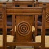 Set of 6 brutalist oak chairs from the 1950s.