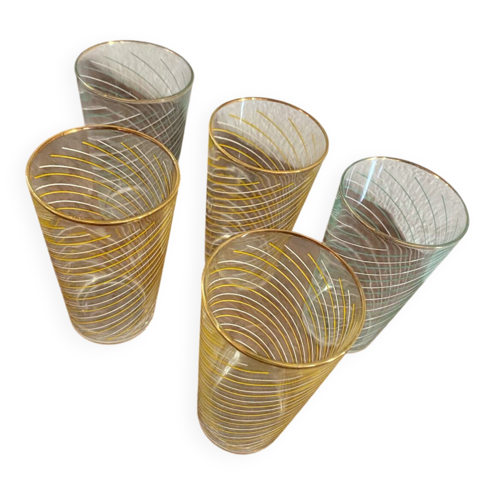 5 verres à orangeade des annees 70.