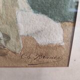 Aquarelle ancienne française, Charles Bruneau (?-1891)