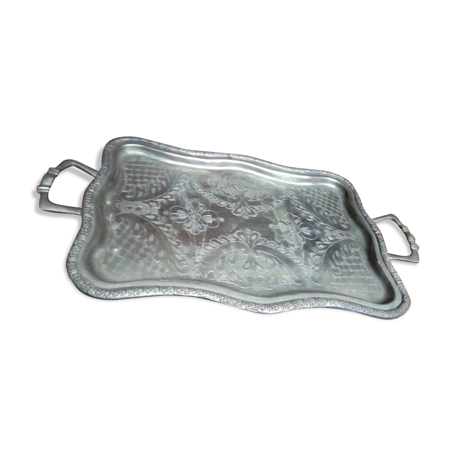 Old silver metal tray